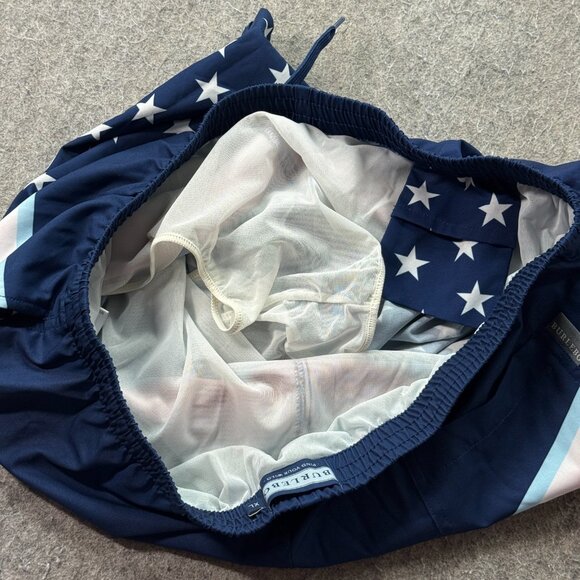 Burlebo Swim Trunks Men XL Blue White Red Patriotic Flag Print Stretch 7" - Picture 8 of 16